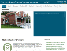 Tablet Screenshot of matteoguttersystems.com